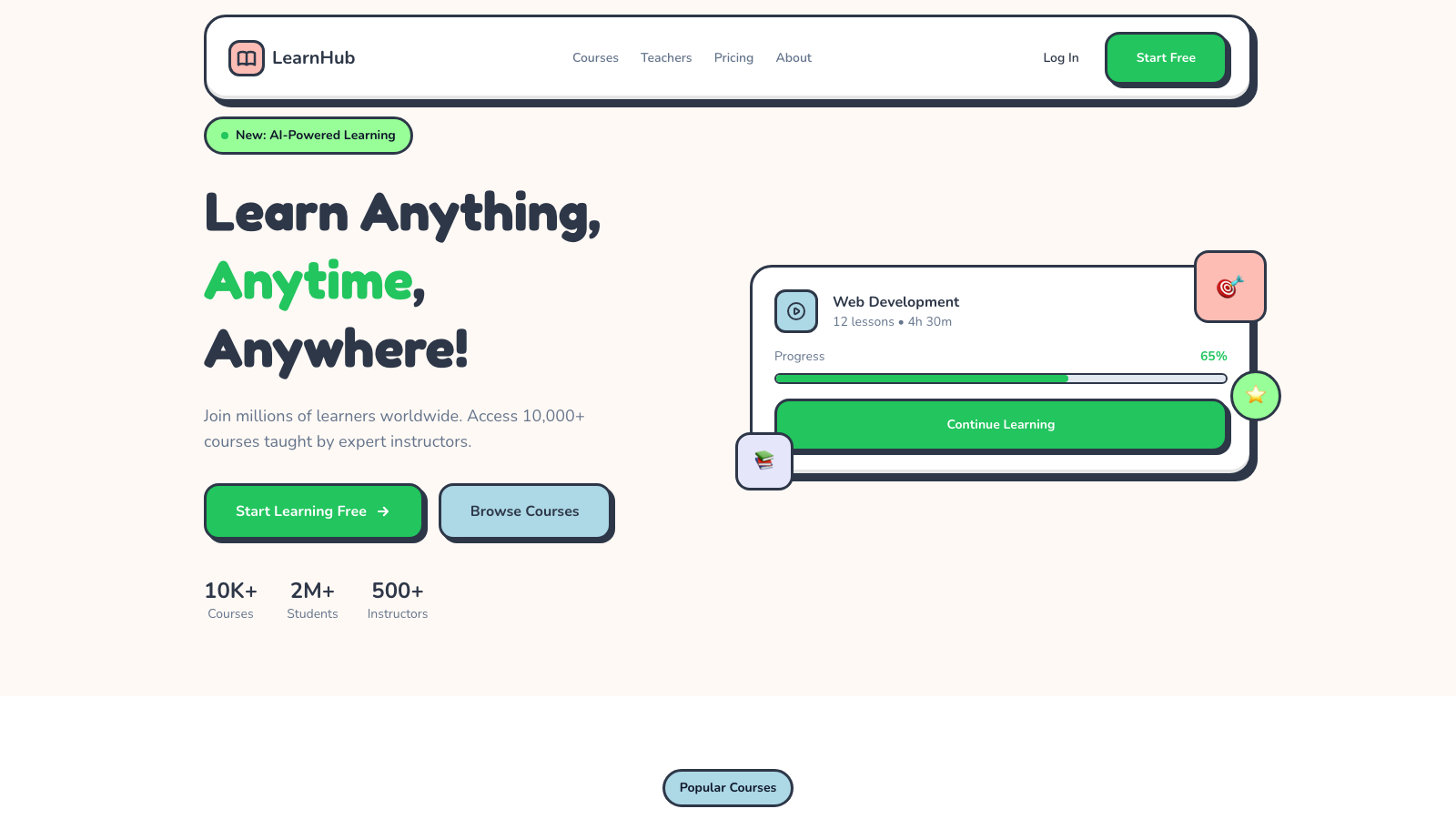 Educational Platform 设计模板生成的网站首屏截图