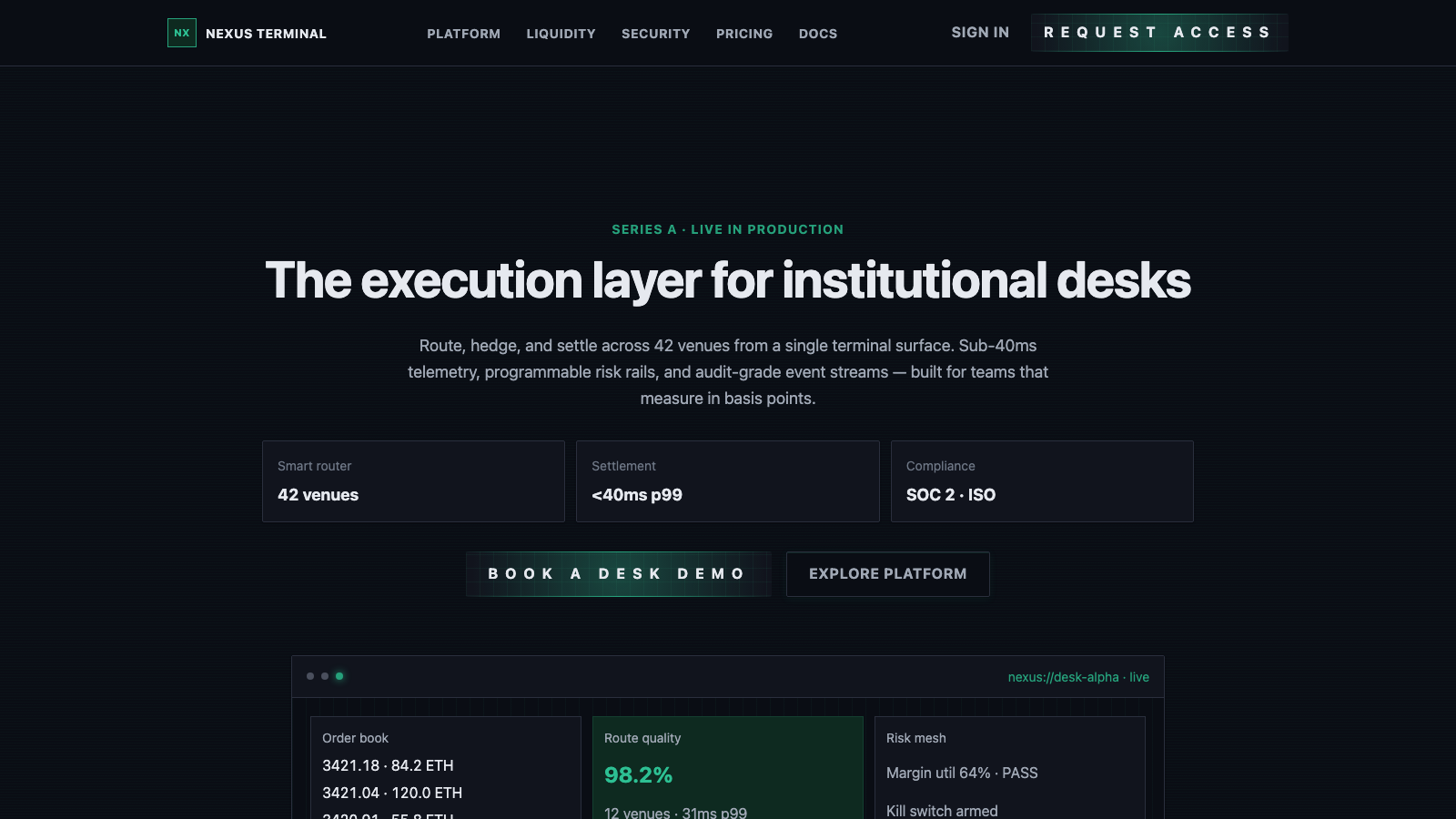 Matrix 设计模板生成的网站首屏截图