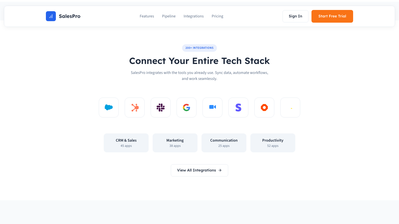 Sales CRM Platform 设计模板生成的网站深度内容截图