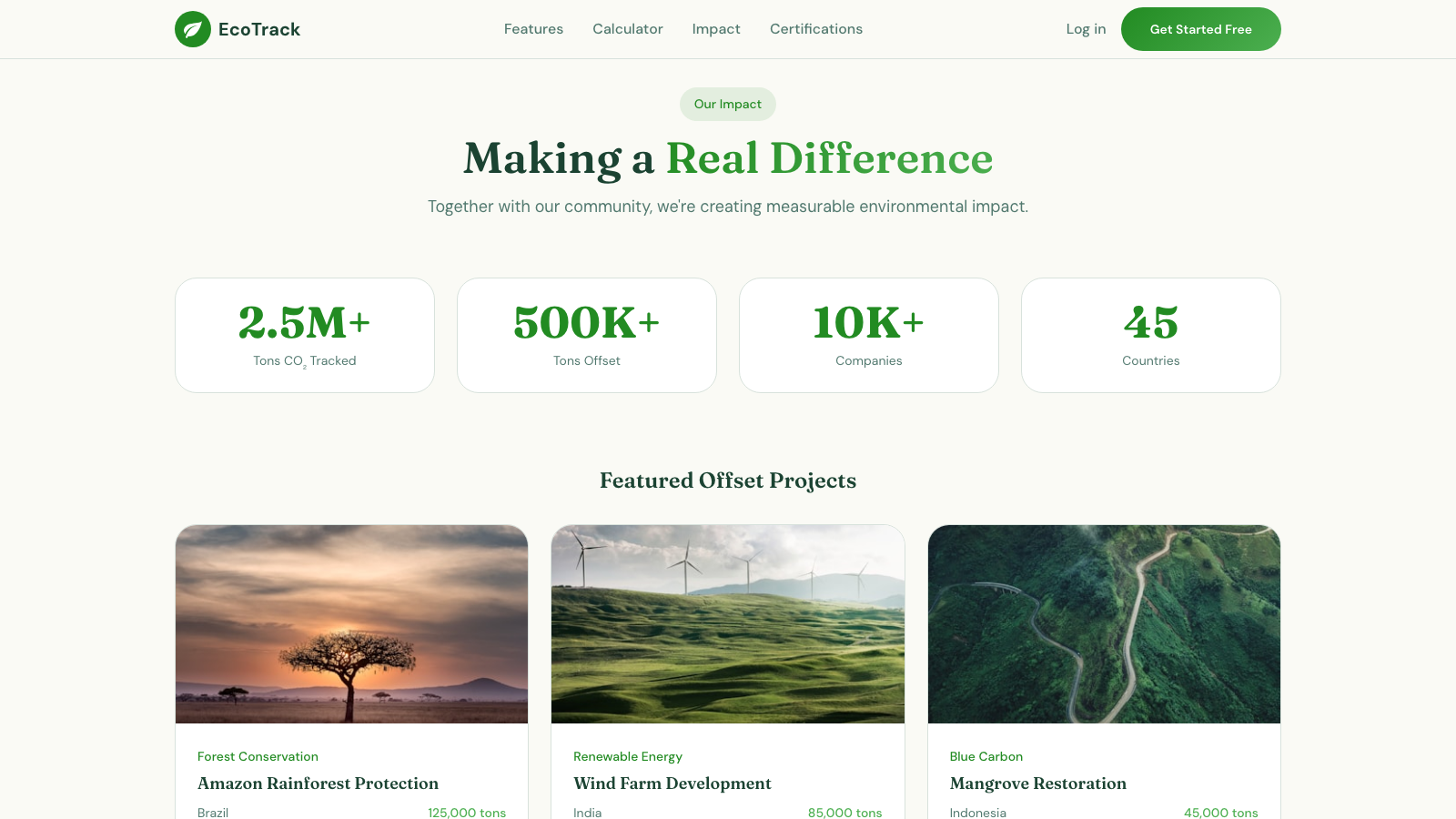 Sustainability Platform 设计模板生成的网站深度内容截图